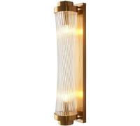 LAUMZX Luxury Crystal Wall Sconce, Modern Brass Clear Ribbed Glass LED Wall Light, Glam Vanity Wall Lighting Fixture for Bathroom Living Room Hallway Bedroom Decor