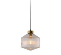 LAUMZX Modern 1-Light Striped Glass Pendant Lighting Fixture, Adjustable Height Hanging Lamp, E27 Single Drop Ceiling Light for Kitchen Island, Bedroom, Bathroom(Transparent)