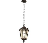 LAUMZX Outdoor Indoor Waterproof Pendant Light, Vintage Black Hanging Lantern Fixture, Waterproof Bronze Finish Aluminum Frame Clear Glass Chandelier for Porch Gazebo Patio Garden