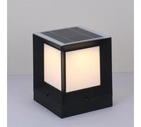 LAUMZX Solar Square Post Lantern, IP65 Waterproof Aluminum Pillar Light Traditional Outdoor Bollard Lamp Dusk to Dawn LED Column Light for Garden, Lawn, Fence(21 * 26cm)