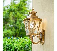 LAUMZX Traditional Outdoor Wall Lantern Sconce, Antique Gold Finish Exterior Light Fixture, Hardwired Wall Mounted Lamp For Porch, Entryway, Patio Lighting