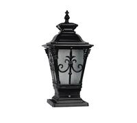 LAUMZX Victorian Outdoor Post Lantern, Traditional Die-Cast Aluminum Pillar Light with E27 Base, Classic Waterproof Exterior Pedestal Lamp for Garden, Patio, Gate(Black)