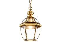 LAUMZX Vintage Brass Outdoor Hanging Lantern, Retro Hexagonal Chain Pendant Light Fixture, IP44 Waterproof Ceiling Lamp for Porch, Patio, Gazebo, and Entryway, E27 Base