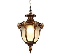 LAUMZX Vintage Bronze Pendant Light Fixture, Frosted Glass Shade Decorative Ceiling Hanging Lantern, Adjustable Chain E27 Socket for Hallway, Balcony, Entryway, and Porch