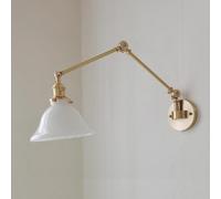 LAUMZX Vintage Gold Swing Arm Wall Sconce, Long Arm Adjustable Reading Light, Farmhouse Industrial Sconce Mid-Century Bedside Wall Lamp for Bedroom Headboard