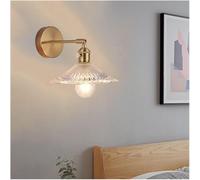 LAUMZX Vintage Industrial Wall Sconce, Brushed Brass Adjustable Glass Shade Wall Light with Rotary Switch, Farmhouse Bedroom Bathroom Vanity Lighting