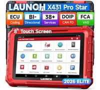 LAUNCH X431 Pro Star 8'' Bidirectional Scan Tool with 37+ Resets & ECU Coding,All System Car Diagnostic Scanner All in One OBD2 Scanner with CANFD, DOIP, FCA Autoauth Car Diagnostic Tool 2 Year Update