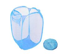 Laundary Bag Foldable Pop Up Mesh Washing Laundry Basket Bag ToyStorage (light blue)
