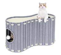Launderable Perceived Cats Theater Highlighting Post Bed Security Hideaway Multiple Homes Multi-Functional Artificial Perceived Puss Bed Integrating Clawing Post Refuge for Feline Entertainment