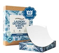 LAUNDREAM Ocean Fresh Laundry Detergent Sheets x 60 Loads - Eco-Friendly Swaps Washing Capsules, Washing Liquid, Powder with Plastic-Free, Vegan, Plant-Based Ultra Concentrated Strips