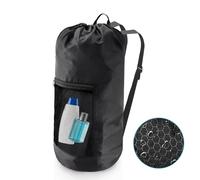 Laundry Bag Backpack,Olosar Extra Large Travel Laundry Bag with Mesh Pocket & Adjustable Shoulder Straps,Dirty Clothes Travel Bag for College Students Dorm,Apartment(Black)