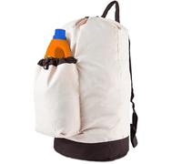 Laundry Bag Backpack with Shoulder Straps and Detergent Holder Clothes Travel Laundry Backpack Hamper Bag for College Dorm Room Essentials (Khaki w Brown)