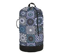 Laundry Bag Backpack with Shoulder Straps Handles, Mexican Tiles Mandala (14) Camping Laundry Backpack for Dirty Clothes Collapsible Laundry Hamper for College Students Travel