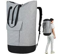 Laundry Bag for College, 115L Heavy Duty Laundry Backpack with Shoulder Straps, Large Dirty Clothes Bag for Dorm, Apartment and Laundromat, Laundry Duffle Bag for Travel, Beach, Camping, oyster grey