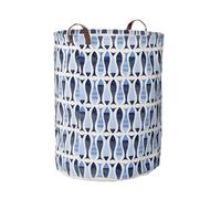 Laundry Bag With Fish Print, Fabric Hamper With Rope Handles And Drawstring Closure, Fun And Nautical Premier Housewares Blue One Size