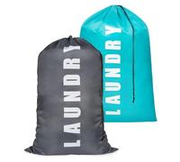 Laundry Bags for Travelling, 2 Pcs Large Laundry Bags, Durable Laundry Storage Bag, Clothing Classify Drawstring Laundry Bag Suitable for Home, Travel, Camping (Blue, Grey)