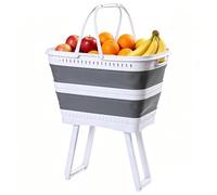 Laundry Basket - 26L, Foldable Raised Container, Fabric Storage , Container with Handles | Home Bathroom Bedroom Kitchen Playroom Dorm Camping Toy Snack Food Gem