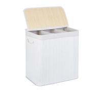 Laundry basket 3 Compartments lightweight Bamboo Laundry Hamper removable liner
