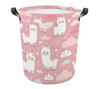 Laundry Basket 40X50Cm, Funny Llama And Clouds Toy Basket Decorative Foldable Clothes Bag For Bedroom Room Decor