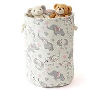 Laundry Basket 58L Toy Baskets for Kids Extra Large Baby Hamper Basket Nursery Hamper Foldable Toy Storage Baskets with Drawstring Closure, Washing Basket Nursery Furniture for Living Room - Elephant