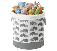Laundry Basket 58L Toy Baskets for Kids Gray Elephant Pattern Baby Hamper Basket Nursery Hamper Foldable Toy Storage Baskets with Drawstring Closure, Washing Basket Nursery Furniture for Living Room
