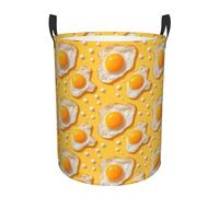 Laundry Basket 60L, Bright Fried Egg Print Storage Baskets Stands Up With Handles Laundry Bin, For Bathroom, Dorm, Room