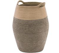 Laundry Basket, 65cm Tall Cotton Rope Storage with Handle in Bathroom Room for Dirty Clothes, Towel, Toys Storing, Tall Slim Woven Hamper, Dark Brown & Jute