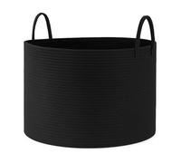 Laundry Basket 83L Wicker Basket 55*35*55cm Foldable Washing Baskets with Sturdy Handles Storage for Clothes Bedding for Blankets Toys Clothes Shoes Plant Organizer Bin Living Room Home Decor(Black)