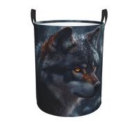 Laundry Basket A Wolf Beautiful Eyes Round Laundry Hamper For 34X42CM