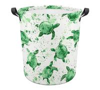 Laundry Basket Animal Green Turtle Pattern Washing Basket Waterproof Round Laundry Hamper Durable Dirty Clothes Hamper For Bathroom Home Bedroom