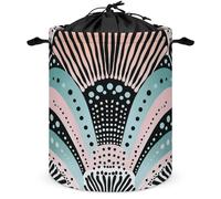 Laundry Basket Art Deco Pattern Printed Dirty Clothes Basket A Movable Dormitory Storage Basket with A Handle Suitable for Apartments Balconies And Living Rooms