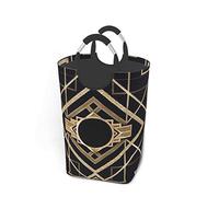 Laundry Basket Art Deco Vintage Era The Great Gatsby Gold Black Pattern Laundry Hamper Storage Bin Durable Clothes Bag with Handles 50L