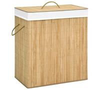 Laundry Basket Bamboo 100L Light Brown 52x32x62.5cm Collapsible Removable Liner