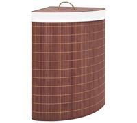 Laundry Basket Bamboo Corner 60L Dark Brown 52x37x65cm Removable Liner Foldable