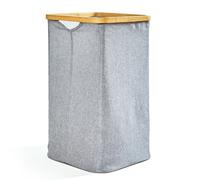 Laundry Basket Bamboo Washing Bag Clothes Storage Bin Bag Hamper Cotton Linen