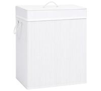 Laundry Basket Bamboo White 100L Foldable Woven Fabric 52x32x62.5cm Collapsible