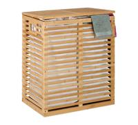 Laundry Basket Bamboo with 2 Bags Washing Organiser Sorter Wood Clothing Hamper