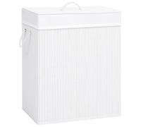 Laundry Basket Bamboo Woven Fabric White 43.5x33.5x65.5cm Foldable 83L storage