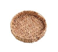 Laundry Basket Basket Handwoven Fruit Tea Snack Bread Basket Cosmetic Round Storage Box Water Weaving Bamboo Tray for home use(S Grass weavn)