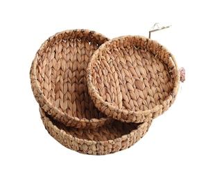 Laundry Basket Basket Handwoven Fruit Tea Snack Bread Basket Cosmetic Round Storage Box Water Weaving Bamboo Tray for home use(13CM Bamboo weavn)