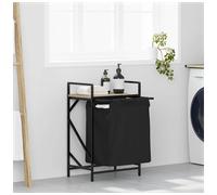 Laundry Basket Black Steel Frame Sonoma Oak Shelf 50x33x77cm Fabric Bag Foldable