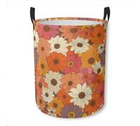 Laundry Basket Boho 60s 70s Retro Floral Collapsible Laundry Hamper with Handles Clothes Storage Bin for Household Bedroom Bathroom College Dorms