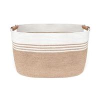 Laundry Basket Braided 86L Clothes Collector Wholesale Made Of Cotton Rope,Storage Basket With Leather Hinges,Basket For Blankets, Clothing Toy Laundry Basket laundry room 60 x 40 x 36 cm(square)
