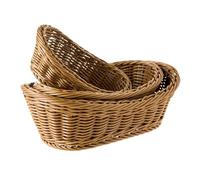 Laundry Basket Bread Tray Rattan Wicker Woven Serving Baskets for Bread Fruit Vegetable Handmade Oval Storage Basket Display Rattan Basket for home use(L (28x19x8CM))