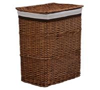 Laundry Basket Brown Willow Woven Tall 43x34x57.5cm Large Rustic Bathroom Hamper