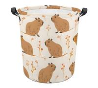 Laundry Basket Capybara Autumn Washing Basket Storage Round Laundry Hamper Fashion Dirty Clothes Hamper For Home Bedroom Bathroom