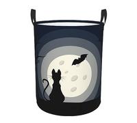 Laundry Basket Cat Looks At The Bats Clothes Hamper Durable Washing Basket Waterproof Round Laundry Hamper For Home Bedroom Dirty Clothes S