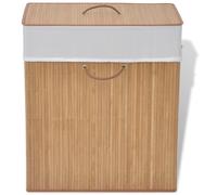 Laundry Basket Collapsible Bamboo 52x32x60cm XL Light Brown with Removable Liner