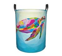 Laundry Basket Colorful Turtle Clothes Hamper Durable Round Clothes Storage Baskets Waterproof Round Laundry Hamper For Bedroom Home Dirty Clothes S