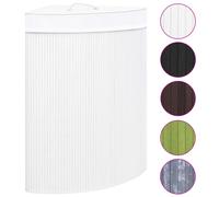 Vidaxl Bamboo Corner Laundry Basket White 60 L